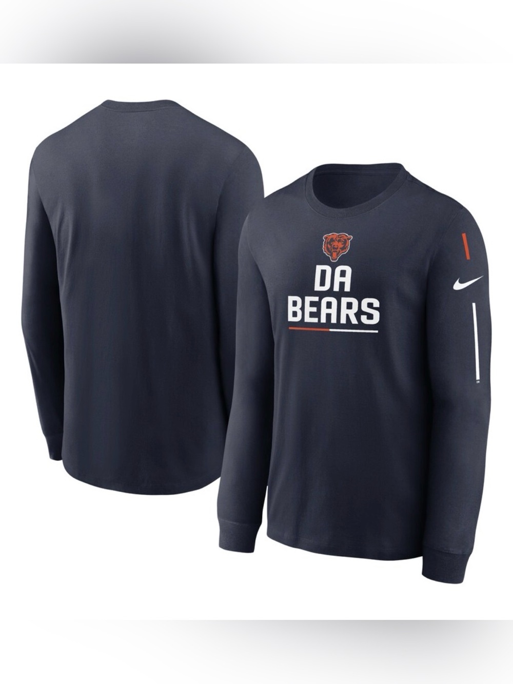 Nike Chicago Bears Football Slogan Blue Long Sleeve T Shirt Mens Size 3XL
